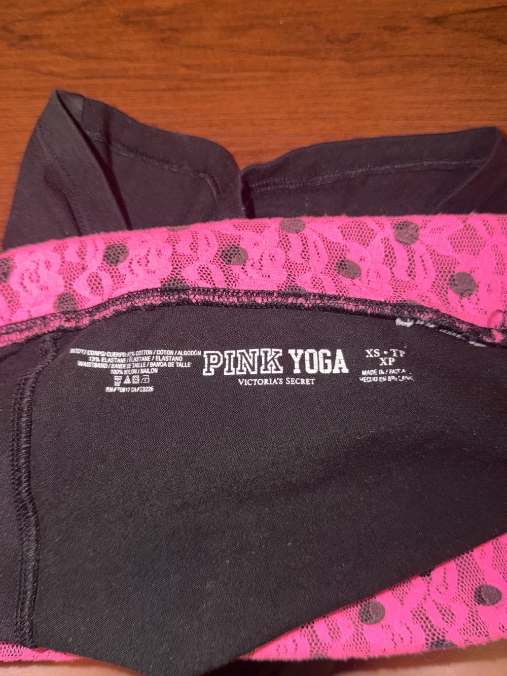 Victoria's Secret PINK Black Shorts with Pink and Orange Lace Waistband - Picture 2 of 3